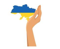 Ukraine Flag Emblem Map With Hand Abstract Symbol National Europe Vector illustration Design