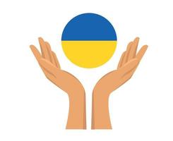 Ukraine Flag Emblem National Europe With Hands Abstract Symbol Vector illustration Design