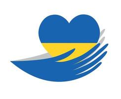 Ukraine National Europe Flag Heart Emblem With Hands Symbol Design Abstract Vector illustration