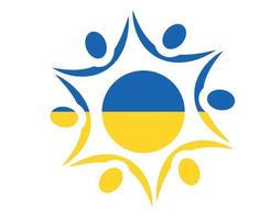Ukraine Emblem Flag icon Symbol National Europe Abstract Vector Design