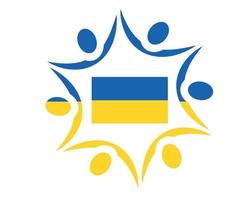 Ukraine Flag Emblem Symbol National Europe Abstract Vector Design