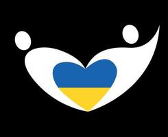 Ukraine National Europe Flag Heart Emblem Symbol Abstract Vector Design