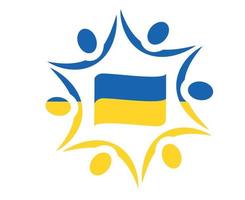 Ukraine Flag Emblem Ribbon Symbol National Europe Abstract Vector Design