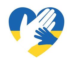 Ukraine Flag Heart Emblem With Hands Symbol National Europe Abstract Vector illustration Design