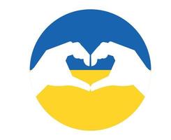 emblema de la bandera de ucrania europa nacional con símbolo de manos ilustración de vector de diseño abstracto