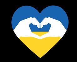 Design Ukraine Flag Heart Emblem National Europe With Hands Symbol Abstract Vector illustration