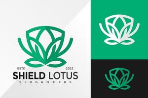 Shield Nature Lotus Logo Design Vector illustration template