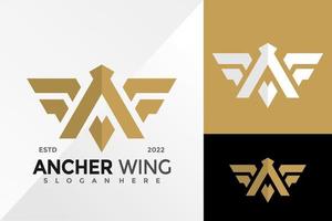 Letter A Archer Wing Logo Design Vector illustration template