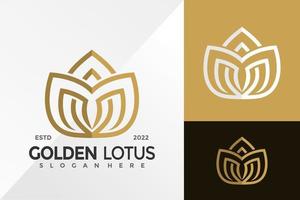 plantilla de ilustración de vector de diseño de logotipo de hoja de loto dorado