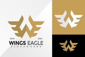 Letter W Wing Eagle Logo Design Vector illustration templateLetter W Wing Eagle Logo Design Vector illustration template