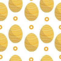 Easter eggs in orange color seamless pattern, Patterned holiday eggs and orange circles on a white background vector