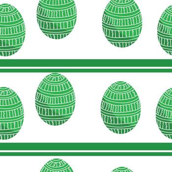 huevos de pascua en color verde patrón sin costuras, huevos de vacaciones estampados rayas horizontales sobre un fondo blanco vector