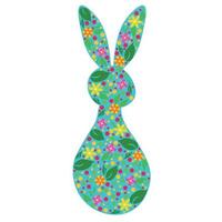 Silhouette of an Easter Bunny with floral motifs, Spring card or poster vector