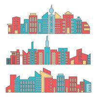 office building and cityscape set illustration vector