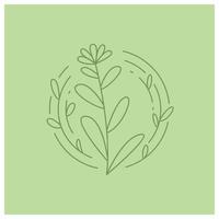 floral wreath line art green background vector