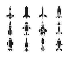 conjunto de ilustraciones vectoriales de iconos de cohetes vector
