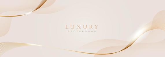 Abstract luxury gold background. Modern golden line wave design template. Premium soft cream with elegant geometric banner vector illustration