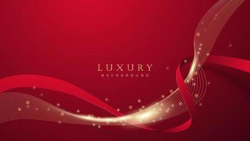 Abstract luxury red gold background. Modern golden line wave design template. Premium soft cream with elegant geometric banner vector illustration