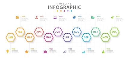 plantilla infográfica para negocios. calendario de diagrama de línea de tiempo moderno para la planificación de proyectos, infografía vectorial de presentación. vector