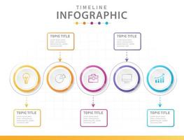 Infographic template for business. 5 Steps Modern Timeline diagram with circles. vector