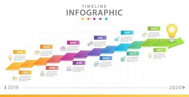 plantilla infográfica para negocios. calendario de diagrama de línea de tiempo moderno con estilo 3d, infografía de vector de presentación.