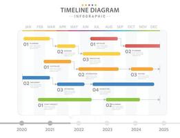 Infographic Monthly modern Timeline Gantt chart table with process. vector