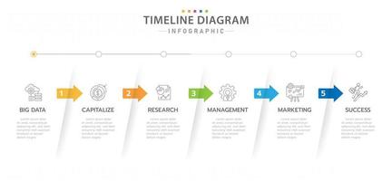 plantilla infográfica para negocios. Calendario de diagrama de línea de tiempo de 6 pasos con iconos modernos, infografía vectorial de presentación. vector