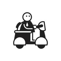 businessman stick figure character riding scooter vector