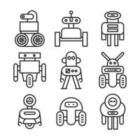 iconos de robot cyborg vector