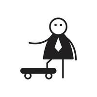 businessman stick figure riding skateboard illustration vector