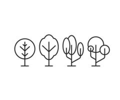 tree line icons set vector