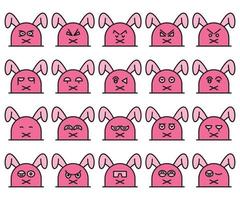 mute rabbit emoticons set vector