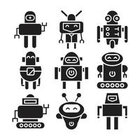 cartoon robot icons set vector