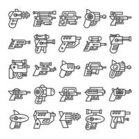 conjunto de iconos de pistola espacial y bláster vector