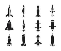 iconos de misiles y cohetes vector