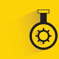 flask and gear icon on yellow background vector