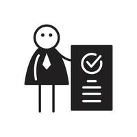 businessman stick figure and check mark illustration vector