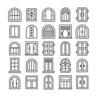 window frame design line icons vector