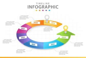 plantilla infográfica para negocios. Calendario de diagrama de línea de tiempo moderno de 6 pasos, infografía vectorial de presentación. vector