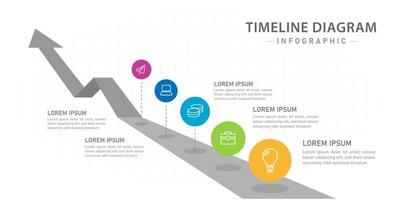 Infographic template for business. 5 Steps Modern Timeline diagram with roadmap and circles. vector