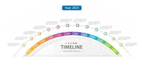 plantilla infográfica para negocios. Calendario de diagrama de línea de tiempo moderno de 12 meses, infografía vectorial de presentación. vector