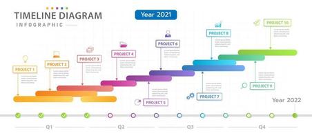 plantilla infográfica para negocios. calendario de diagrama de línea de tiempo moderno con gráfico de concesión, infografía de vector de presentación.