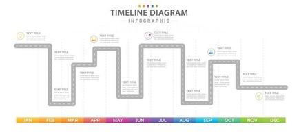 Infographic Monthly modern Timeline with roadmap table. vector