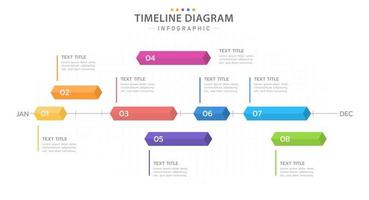 Infographic 12 Months modern Timeline diagram calendar with 3D Boxes. vector