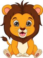 Cute baby lion cartoon sitting vector