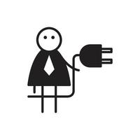 businessman stick figure holding plug illustration vector