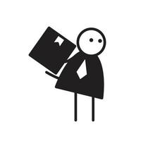 businessman stick figure holding box illustration vector