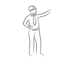 hand drawn engineer line illustration vector