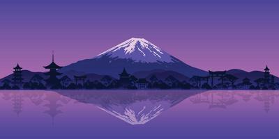 A beautiful landscape with a mountain as a silhouette vector