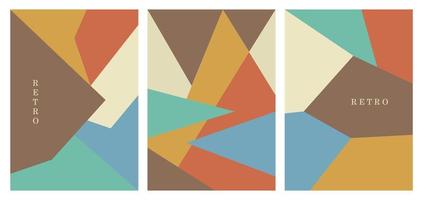 3 plantillas de volante vectorial de formas geométricas abstractas. ilustración vectorial estética contemporánea con colores retro. adecuado para portada de libro, afiche, pancarta, folleto, volante. vector